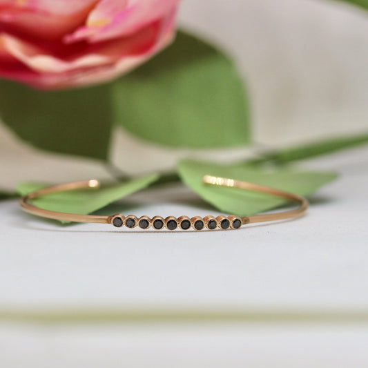Black Diamond Bezel Cuff 14k Bracelet