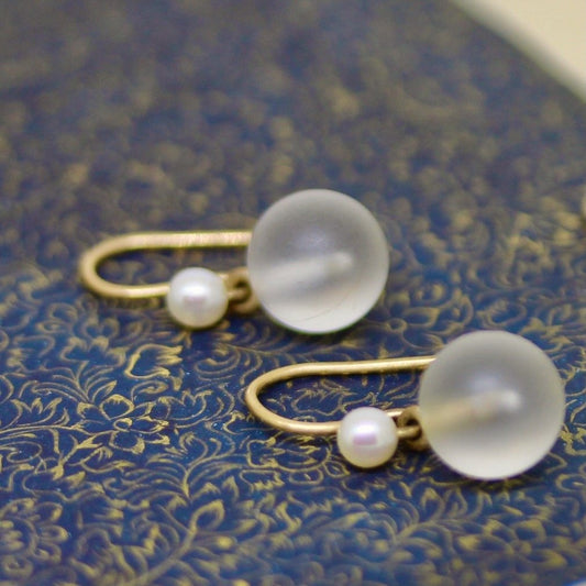 Pearl & Frosted Quartz Chan Earrings