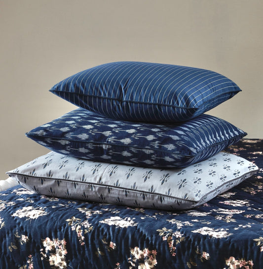 Blue Ikat Cotton Pillow Assortment