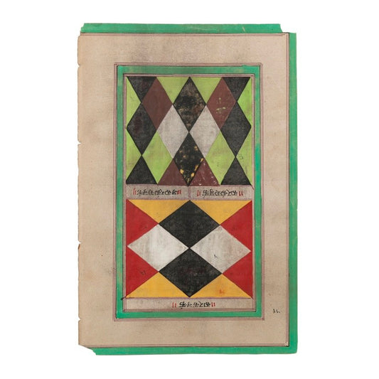 Old Tantra Painting with Argyle Design- Green/ Red