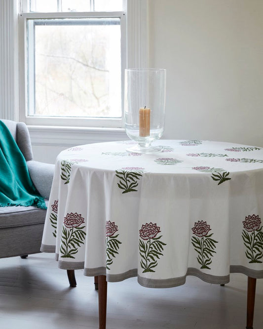 Round Floral Tablecloth