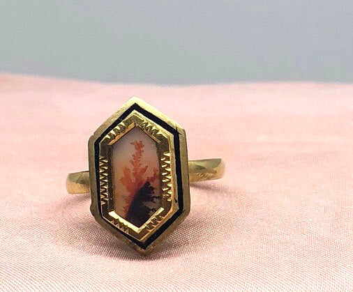 Dendritic Agate Hexagon Ring