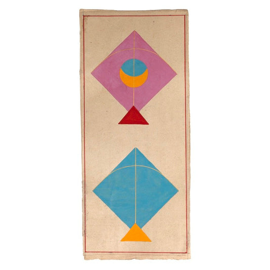 Double Kite Painting, Pink/Turquoise