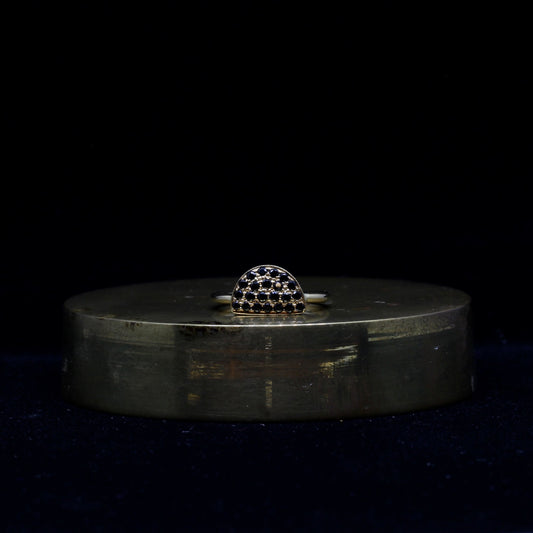 Half Circle Pavé Blue Sapphire 18k Ring