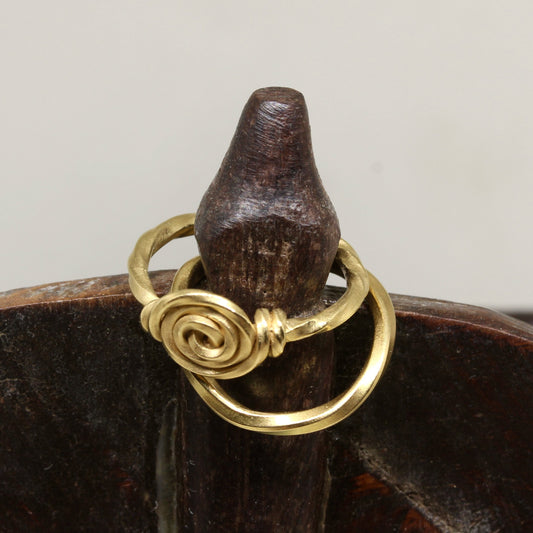 Gold Band & Swirl Flow Knot 18k Ring
