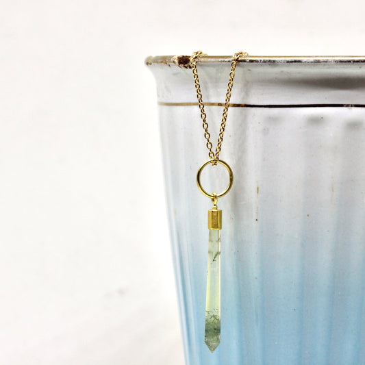 Green Dendritic Drop Pendant Necklace