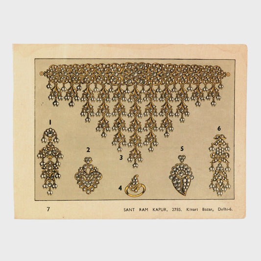 Vintage Indian Print - Limestone Fringe Necklace