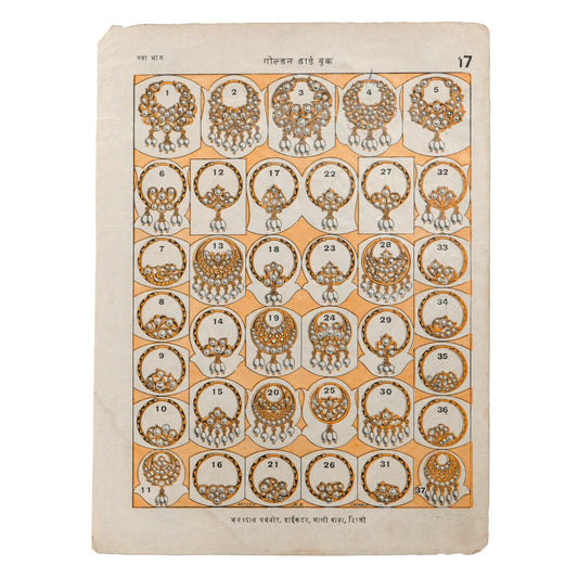Vintage Indian Jewelry Marigold & Black Assorted Nose Piercing Print