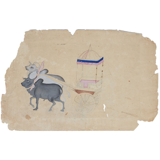 Two bulls with carriage