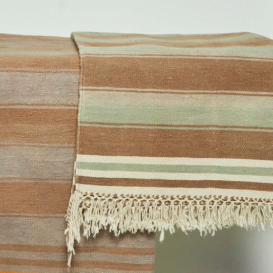 Vintage Handwoven 3x5 Punjab Rug – Grey, Natural, Brown