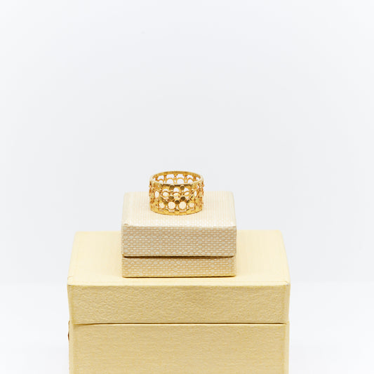 Circles & Dots Wide Gold Ring in 18k