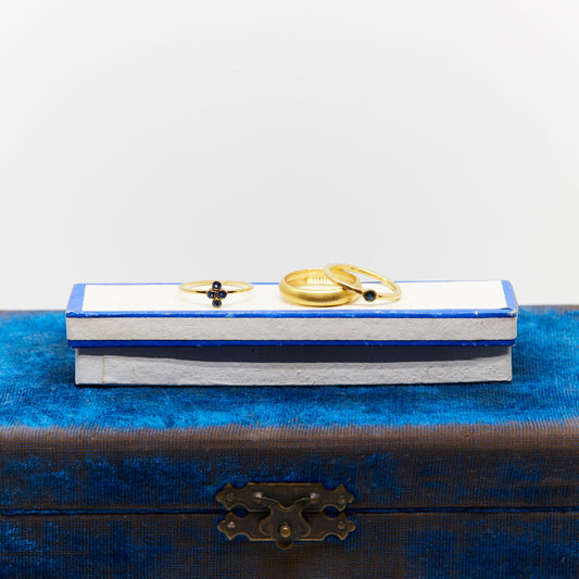 Blue Sapphire Rings & Gold Band