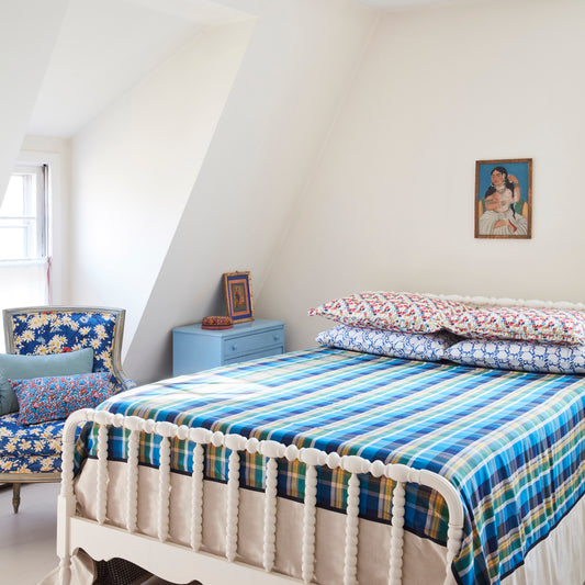 Blue Plaid Bed Cover and Cases