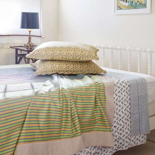 Large Multi-striped Satin Bedcover