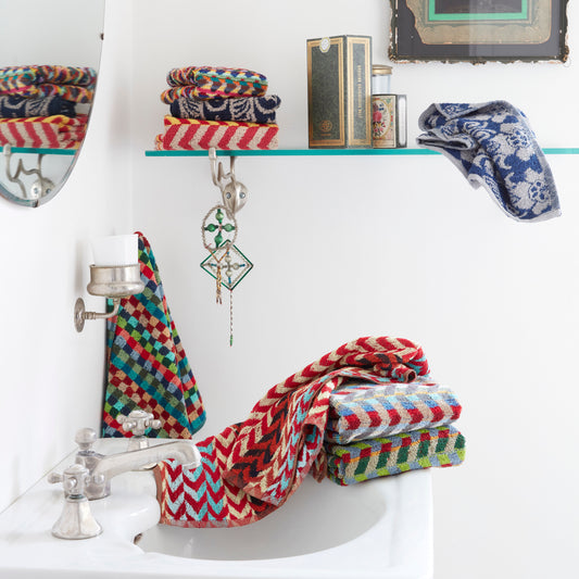 Multi-colored Chevron & Checkered Hand Towels