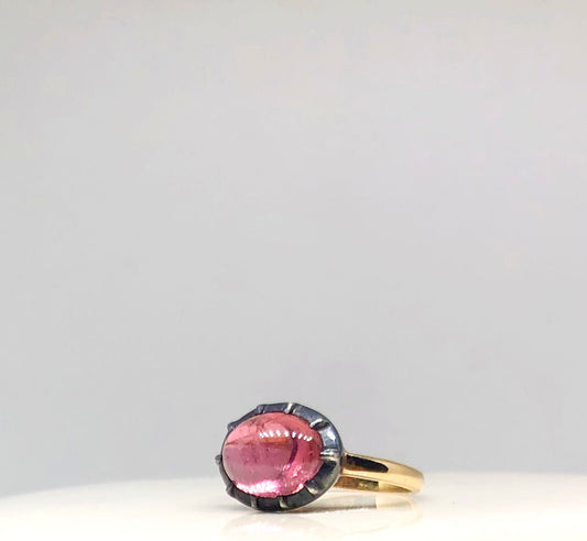 Pink Tourmaline Cabochon Ring