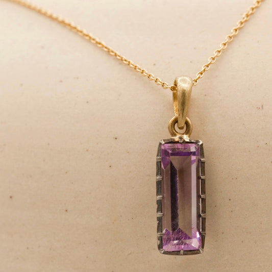 Pale Purple Amethyst Baguette Pendant