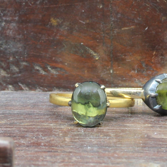 Cabochon Blue-Green Tourmaline Ring