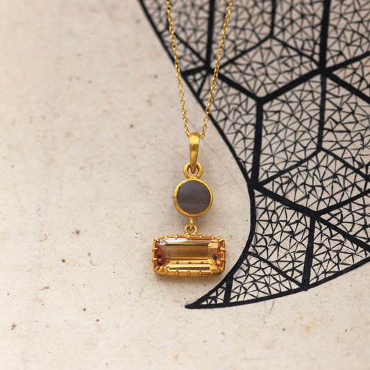 Citrine & Cats Eye Pendant