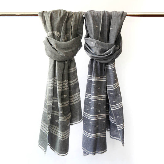 Grey Extra Large Jamdani Scarves
